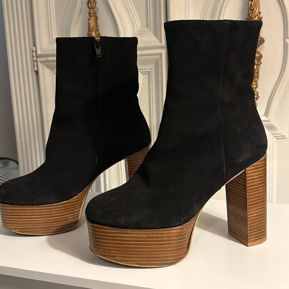 Free People platform black suede boots - Picture 2 of 6